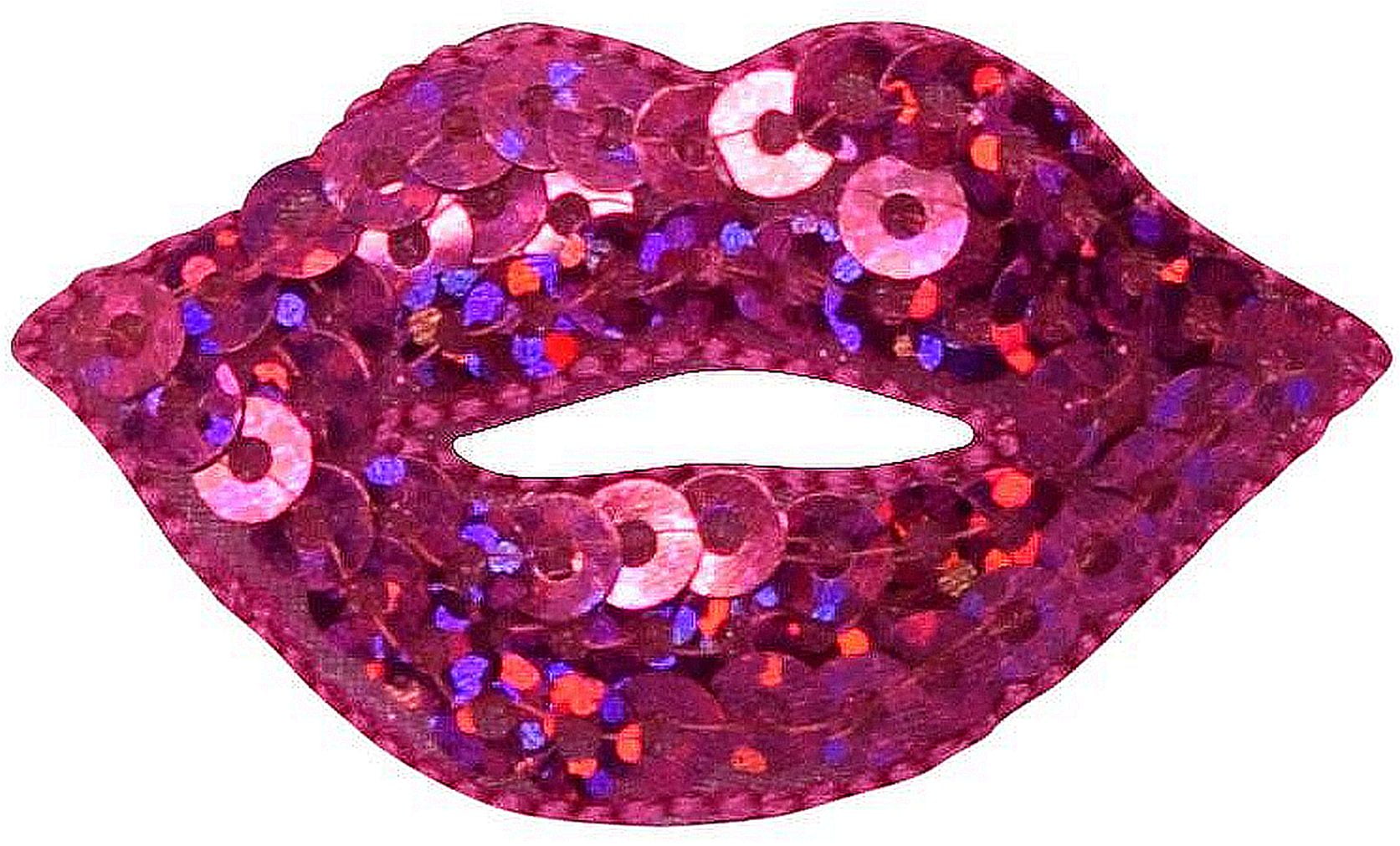 LIPS-RED SEQUINED-Iron On Embroidered & Sequined Applique/Girly Things,Valentine