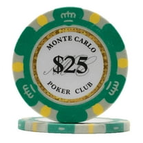 DA VINCI 14 Gram Clay Monte Carlo Poker Club Poker Chips Pack of 50 Green Chips