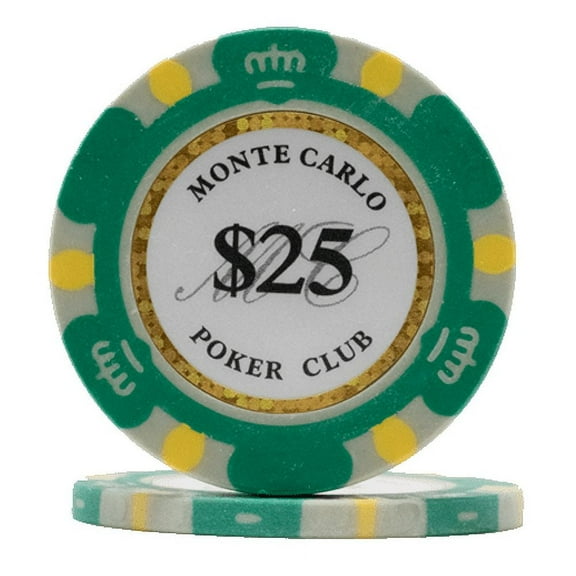 DA VINCI 14 Gram Clay Monte Carlo Poker Club Poker Chips Pack of 50 Green Chips