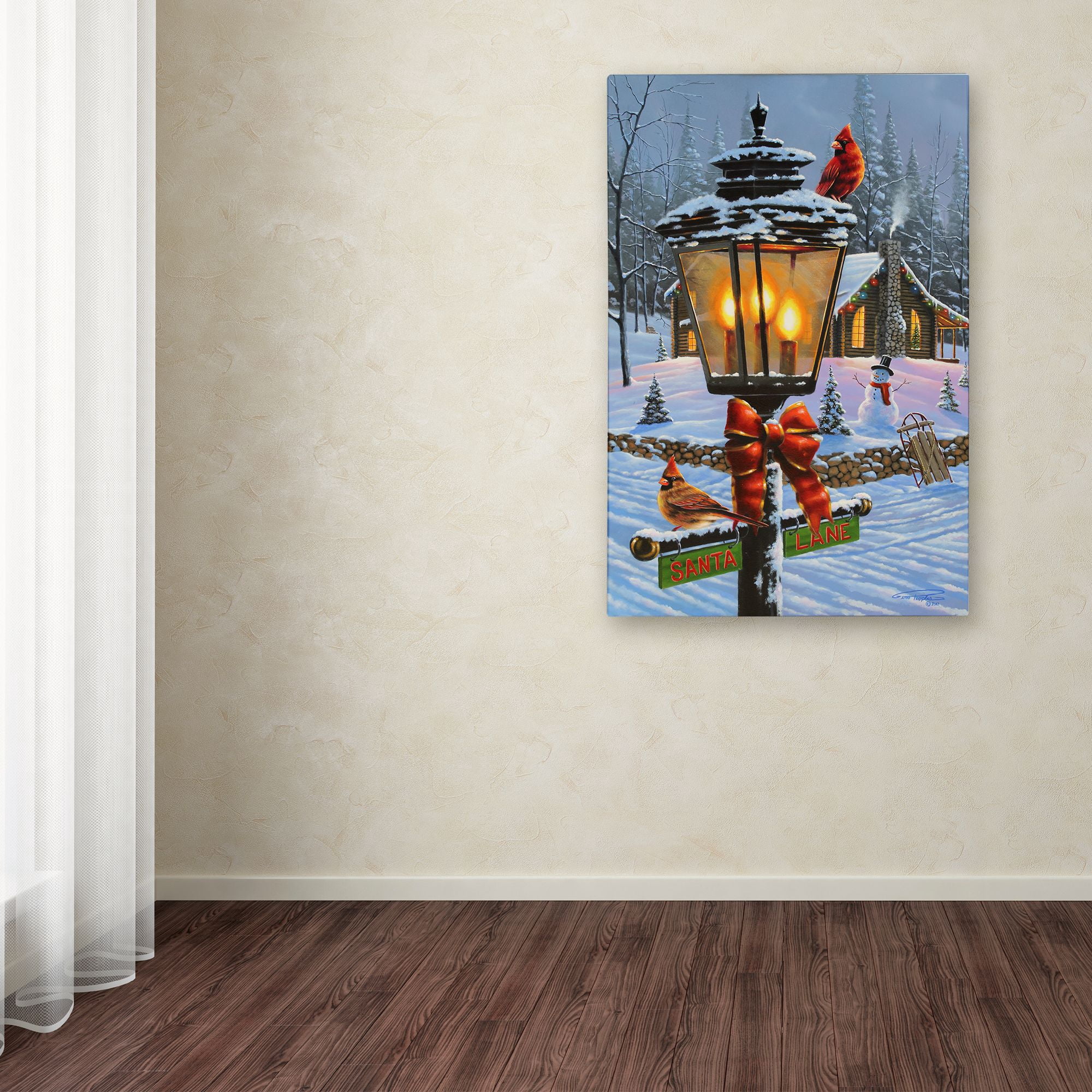 Trademark Fine Art 'Cardinal Perch 2' Canvas Art by Geno Peoples