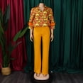 thumbnail image 4 of AURA Plus Size 2 Piece Pant Set Printed Long Sleeve Top Tie Waist Wide Leg Pants Elegant Fall Outfit, 4 of 11