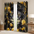 thumbnail image 2 of Homewish Animal Lion Boy Girl Black Out Curtains,Chic Floral Golden Rose Curtains Pack of 2 (42x63 Each),Abstract Vintage Flowers Wildlife Bedroom Curtains,Ultra Soft Home Decor, 2 of 6