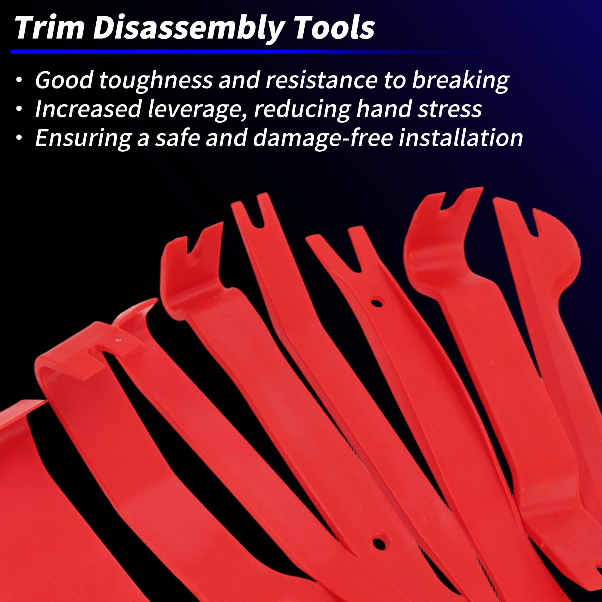 Unique Bargains 260 Pcs Auto Trim Removal Tool Car Pry Tooling Door Panel Removal Tool for Car Panel Dashboard Window Trim Audio Radio Tire Valve Repair Red