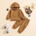 thumbnail image 2 of Zuwimk Baby Boys' Girls And Toddler Rib Hoodie Long Sleeve Top and Pants, 2 Piece Outfit Fall Set(T034-Brown), 2 of 9