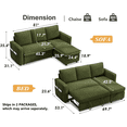 thumbnail image 2 of Vipbear 81" Sleeper Sofa Bed with Pull Out Bed, L Shaped Couch Sectional Sleeper Sofa, Pull Out Couch with Reversible Storage Chaise, Side Pockets, Chenille Green, 2 of 8