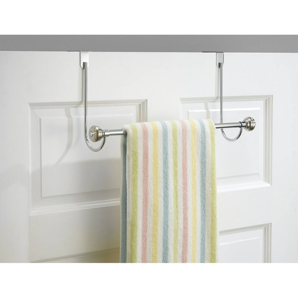 InterDesign York Over Shower Door Towel Rack Bar for Bathroom, Chrome ...