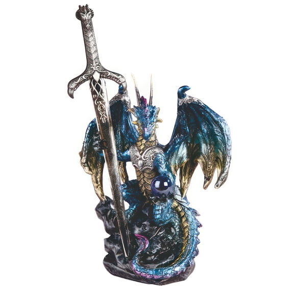 FC Design 5"H Blue Dragon with Sword Figurine Statue Sculpture Ornament Decoration Home/Room Decor and Unique Gift Ideas for Housewarming, Holidays and Birthdays