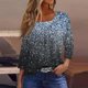 thumbnail image 1 of Fiudx Liquidación de Ahorros de Verano Blusa de Manga 3/4 a La Moda para Mujer, Camiseta Estampada, Top Informal, 1 of 5