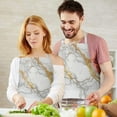 thumbnail image 3 of White Marble Gold Line Pattern Apron-Garden Aprons for Women with Pockets-Cotton Linen Waterproof Kitchen Cooking Gardening Aprons Adjustable for Kitchen,Cooking,BBQ and Salon 33x27 Inch, 3 of 7