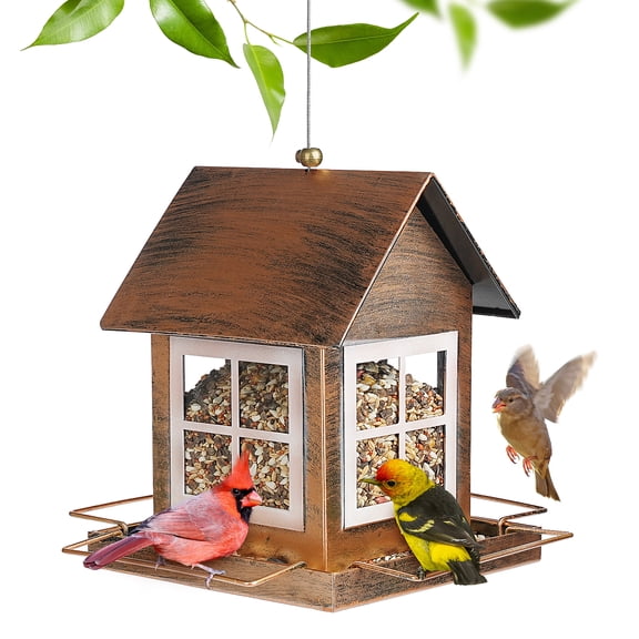 IWNTWY Metal Wild Bird Feeder for Outdoors Hanging, Heavy Duty Bird Feeder Large Capacity 3 lbs