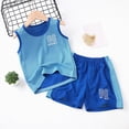thumbnail image 2 of NIEWTR Toddler Sweatsuit Sets 0-24M 2T 3T 4T 5T Toddler Baby Boys Clothes Set Quick Dry Short Sleeve T-Shirt and Shorts Summer 2 PCS Outfit(B-Blue,7-8 Years), 2 of 4