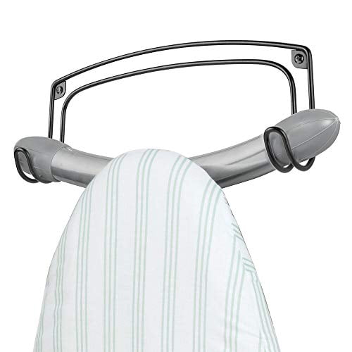 White Metal Double Hook Multipurpose Holder For T-Leg Ironing Board Wall Hanger 
