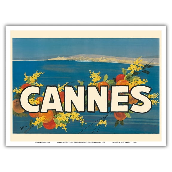 Cannes France - Côte d'Azur - French Riviera - Vintage Travel Poster by Georges Goursat aka SEM c.1930 - Master Art Print (Unframed) 9in x 12in