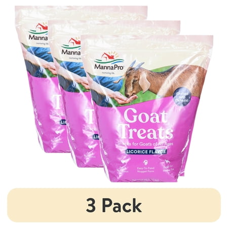 (3 pack) Manna Pro Goat Treats, Crafted with Oatmeal, For All Ages of Goats, Licorice Flavor, 6 lbs