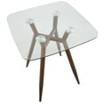 thumbnail image 3 of Clara Mid-Century Modern Square Counter Table with Walnut Metal Legs and Clear Glass Top by LumiSource, 3 of 5