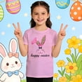 thumbnail image 2 of Boys' Easter Print Rabbit Egg Pattern Crew Neck Short Sleeve Sports Outdoor Wear Pink 3Y-4Y, 2 of 6