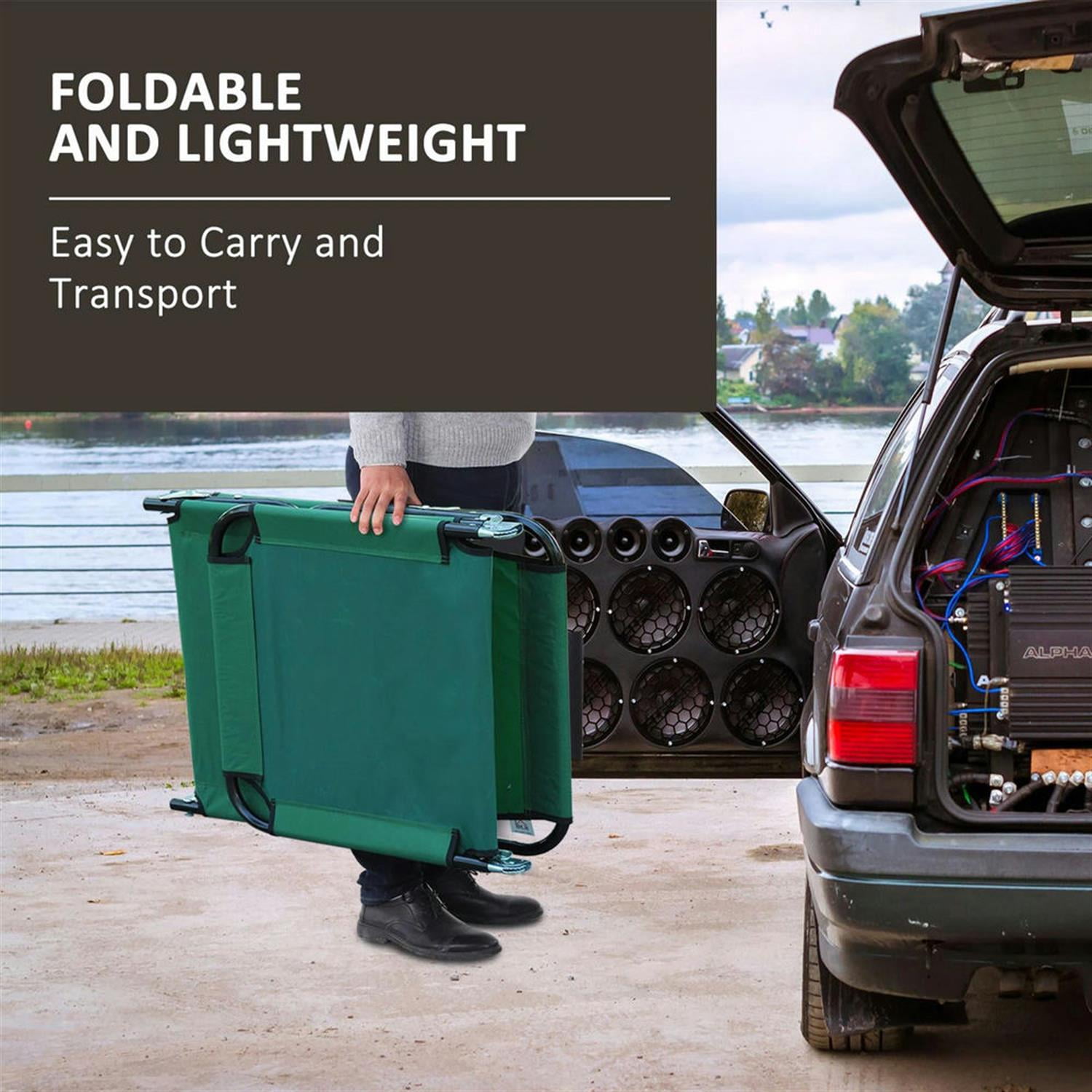 Demi Bonn Folding Chaise Lounge Beach Chairs with Steel Frame, 5-Position Reclining Outdoor Sun Tanning Seats for Yard & Patio, Green