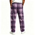 thumbnail image 6 of YNGKMEA Mens Cargo Pants Lightweight Loose Casual Pants Plaid Camping Elastic Waist Trousers Comfy and Breathable Pants with Multi Pockets Pink S, 6 of 6