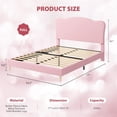 thumbnail image 2 of Bingirl Pink Full - Size Boucle - Upholstered Bed Frame with Adjustable Headboard for , Strong Wood Slats, No Box Spring Needed, Noise - Free & Easy to Assemble, 2 of 7