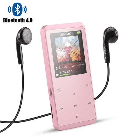 AGPTEK 8GB MP3 Player with Bluetooth Lossless Music Player Metal Touch Button Supports FM Radio Recording, Black /