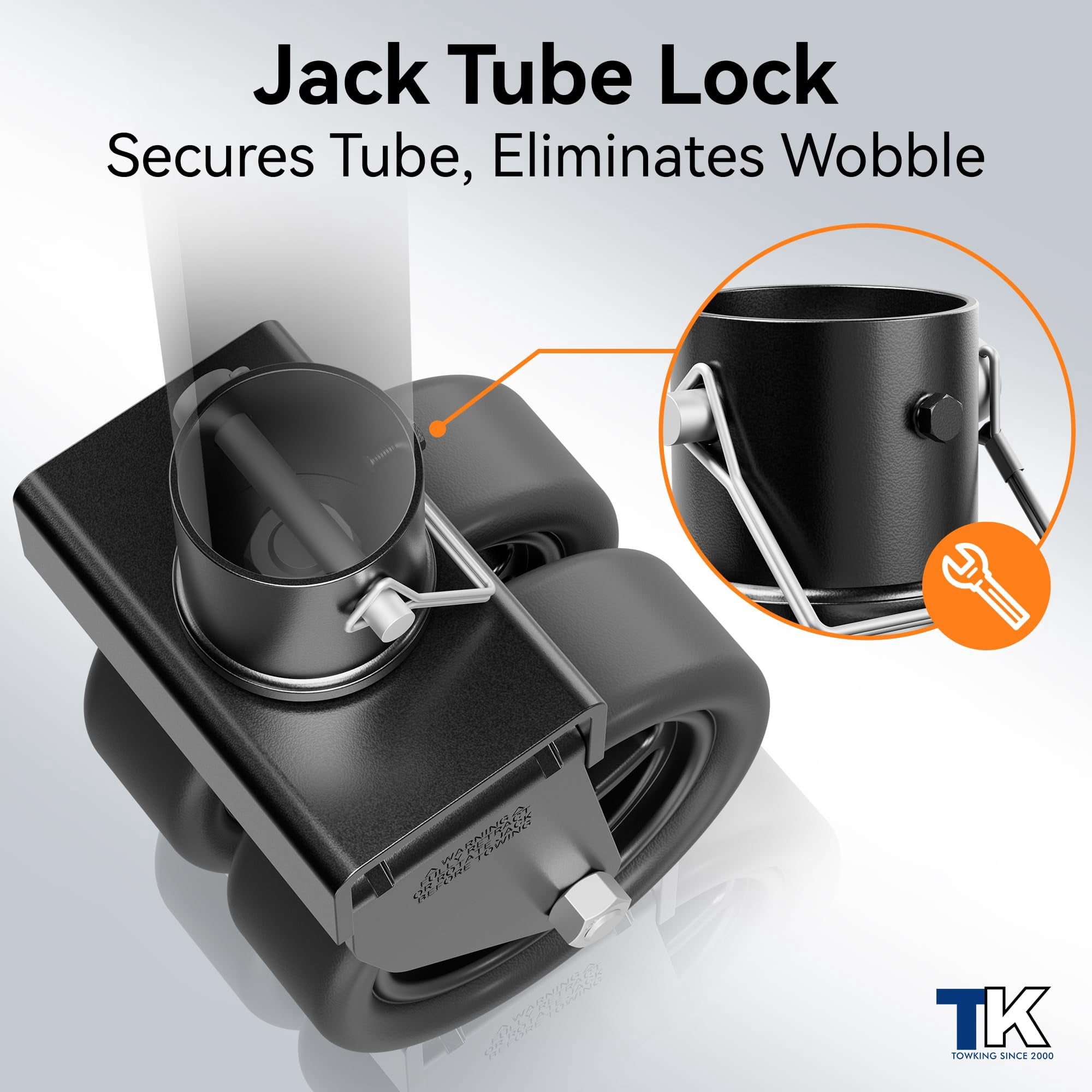 TOWKING 2,500lbs Dual 6" Trailer Jack Swivel Caster with Upgraded Spoked Wheels and Reinforced Bracket, Black