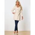 thumbnail image 3 of DARING DIVA Women's Notched Lapel Collar Steampunk PU Coat Outwear L Cream White, 3 of 6