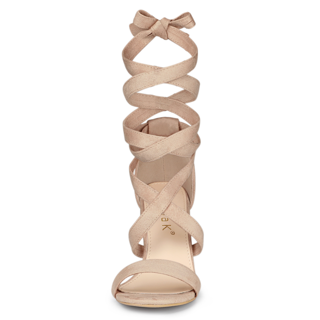 DARING DIVA Stylish Women's Lace Up Block Heels Sandals Nude 8