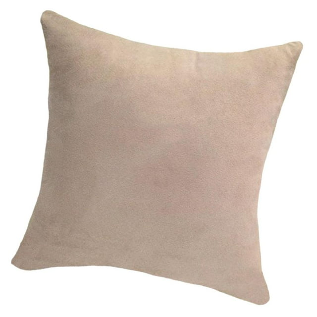 Funda de cojín de terciopelo suave, color liso, para coche y sofá. Beige-45x45cm