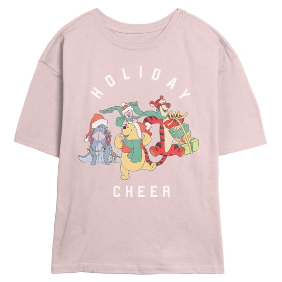 Juniors Winnie the Pooh Christmas Holiday Cheer Friends T Shirt