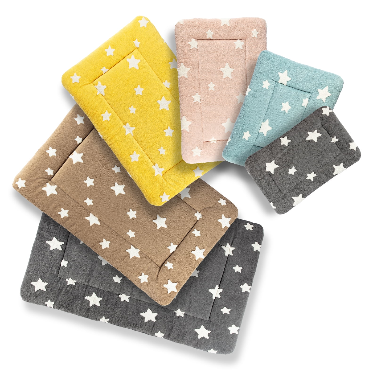 Dog Crate Mats with Non Slip Bottom Washable Dog Bed for Cage Soft Dog Crate Pad with Star Pattern, Blue, 42*27