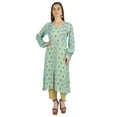 thumbnail image 1 of Moomaya Printed Full Sleeve A-Line Kurti For Women Crinkle Rayon Designer Indian Ethnic Blouse, 1 of 7