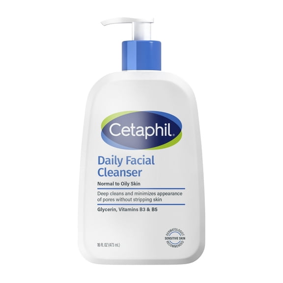 Cetaphil Daily Facial Cleanser Liquid, Oily and Sensitive Skin, 16 oz