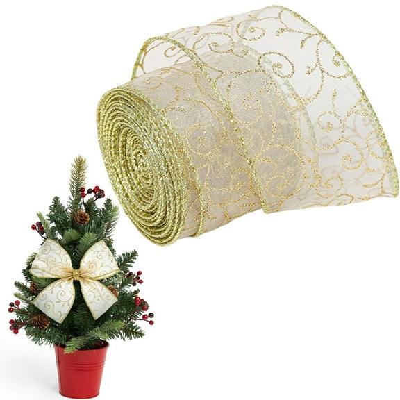 Holiday Praty Decoration Lace Glitter Ribbon –Christmas Tree Decoration Handmade Bow & Holiday Accessories for Tree, Gifts & Wreaths 1#