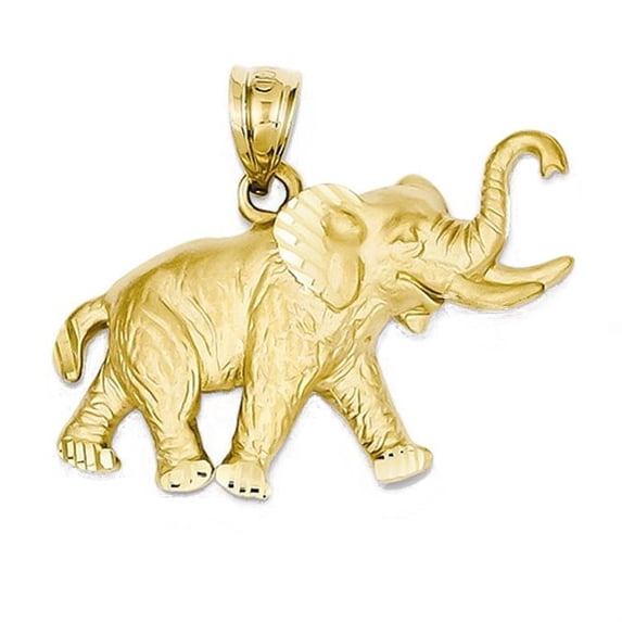 14k Yellow Gold Elephant Open Back Pendant Charm
