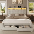thumbnail image 2 of LARMACE Metal Platform Bed Frame with 2-Tier Storage Headboard, 2 Storage Drawers, Built in Charging Station & LED, 2 of 9