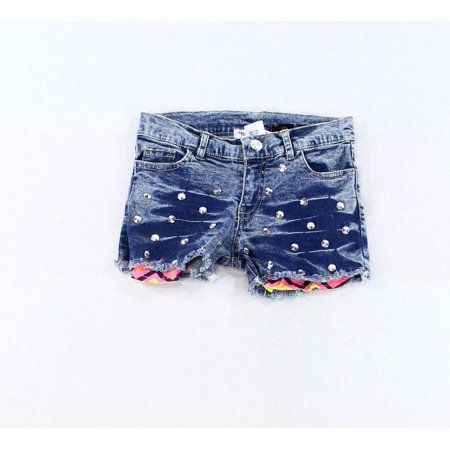Studded Acid Wash - Girls Studded Acid-Wash Denim Shorts 10