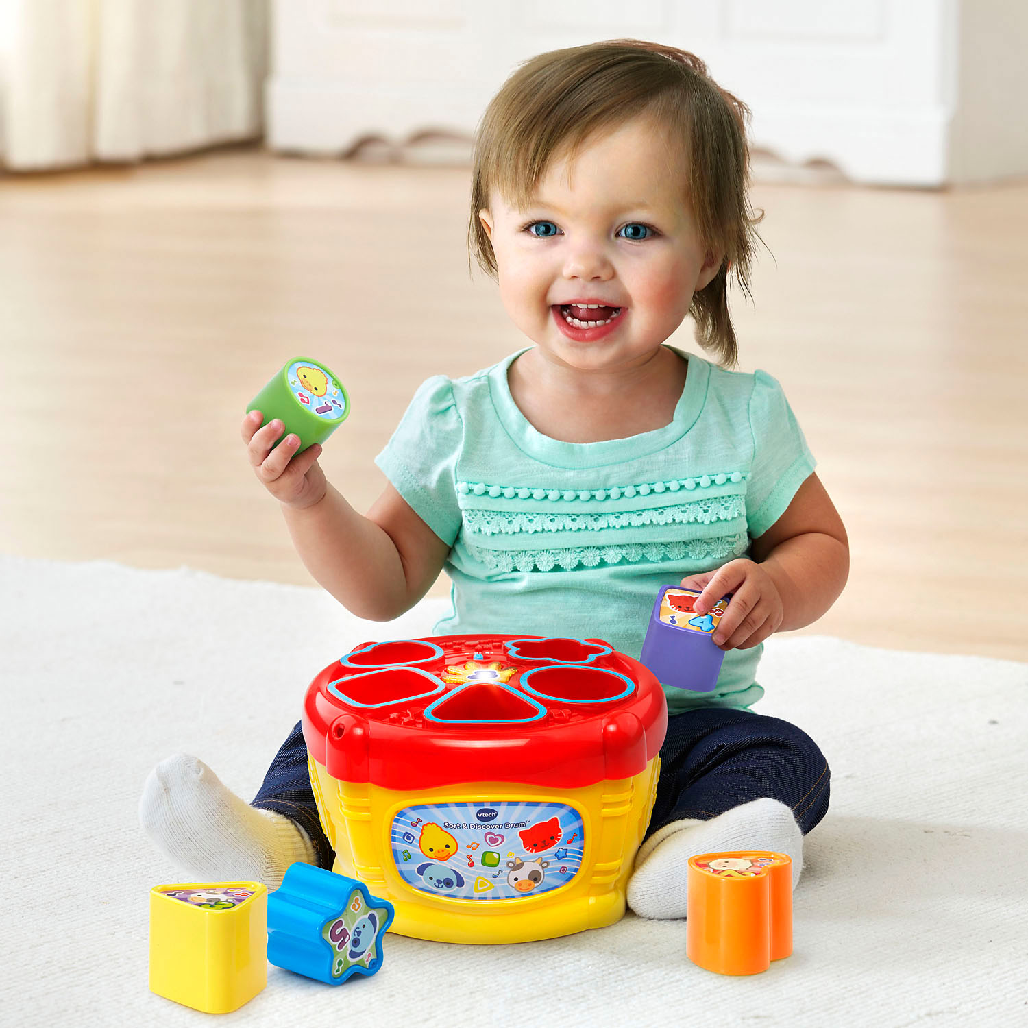 VTech, Sort and Discover Drum, Interactive Learning Toy, Baby Drum - image 3 of 9