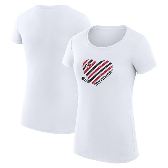 Women's G-III 4Her by Carl Banks White Carolina Hurricanes Heart Fitted T-Shirt