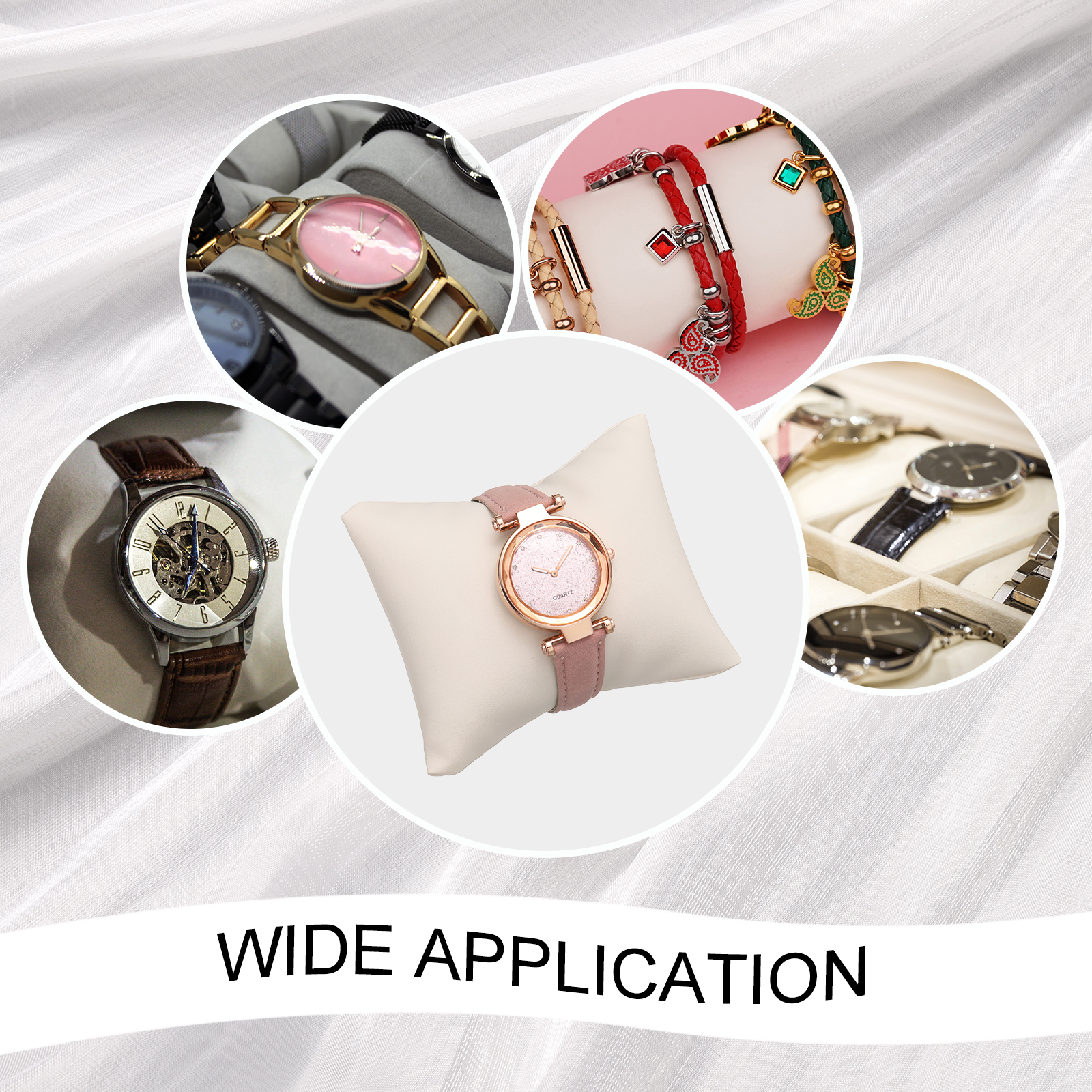 Unique Bargains Velvet Bracelet Watch Pillow Jewelry Display for Watch Necklace Gray