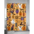 thumbnail image 5 of Fsddascl Halloween Shower Curtain Set - Standard 72" x 72" Washable Bathtub Curtain with 12 Hooks, Orange Cartoon Pumpkin Cat Star Bat Country Waterproof Fabric Stall Shower Curtains for Bathroom, 5 of 6