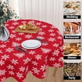 thumbnail image 4 of Red Christmas Tablecloth Round 60 Inch Merry Christmas Snowflakes Decoration Table Cloth Washable Farmhouse Fabric Winter Table Cover for Dining Kitchen Holiday Party Picnic Indoor Outdoor Home Decor, 4 of 6