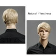 thumbnail image 4 of Men's Blonde Short Wig with Side Swept Bangs - Fashionable Synthetic Hairpiece for /Confident Look, 4 of 9