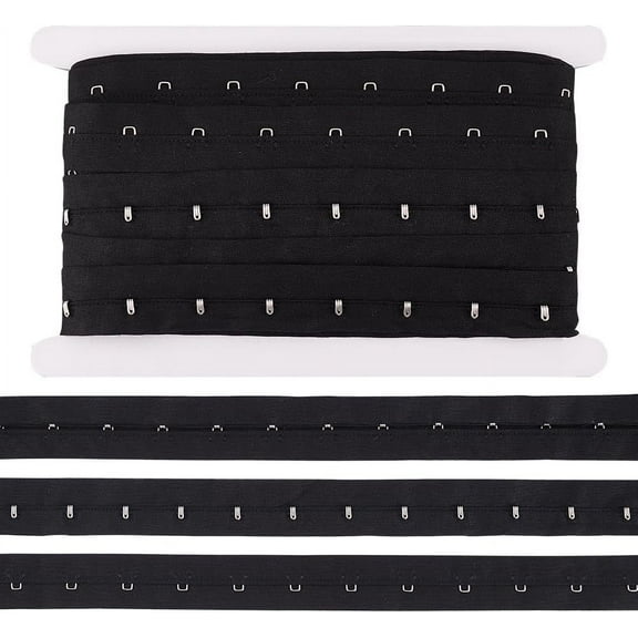 6.25 Yards Single Hook and Eye Trim 1 inch Black Cotton Bra Extender