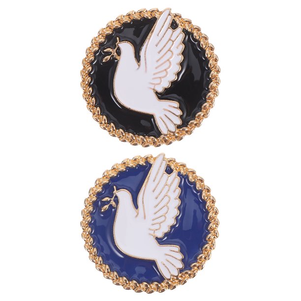 BRIGHTFUFU 2 broches de paloma de la paz, alfileres de solapa, broches clásicos, insignias para ropa, broches, joyería