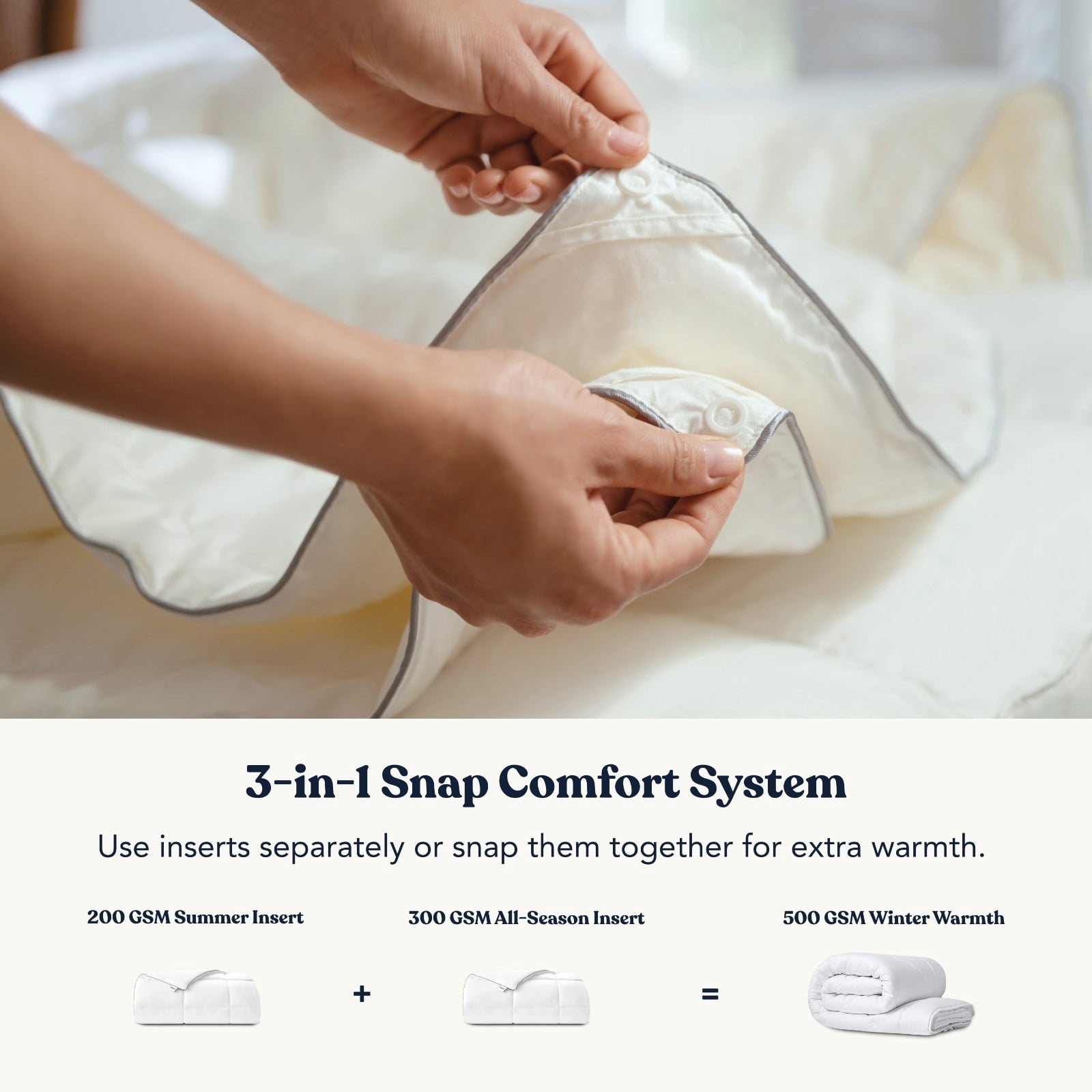 Delara Organic Merino Wool Duvet Insert - GOTS, OEKO-TEX & Woolmark Certified, 400TC Organic Cotton Shell, 500 GSM All-Season Warmth, Baffle Box Construction, Machine Washable - King