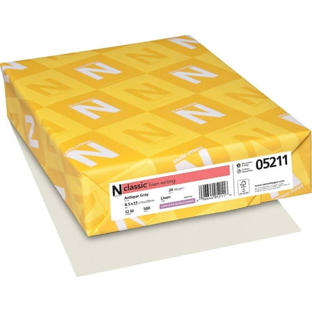 Neenah Paper CLASSIC Linen Writing Paper 8 1/2" x 11" 24 lb. Linen Finish Antique Gray 500/Ream