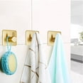 thumbnail image 3 of Matte Brushed Gold Adhesive Hooks 15LB (Max) Non Tarnish Sticky Hooks for Hanging Towels, Coat, Cloth, Purse, Hat, Key, Self-Adhesive Towel Holder for Shower Closet Bathroom-4 Packs, 3 of 15