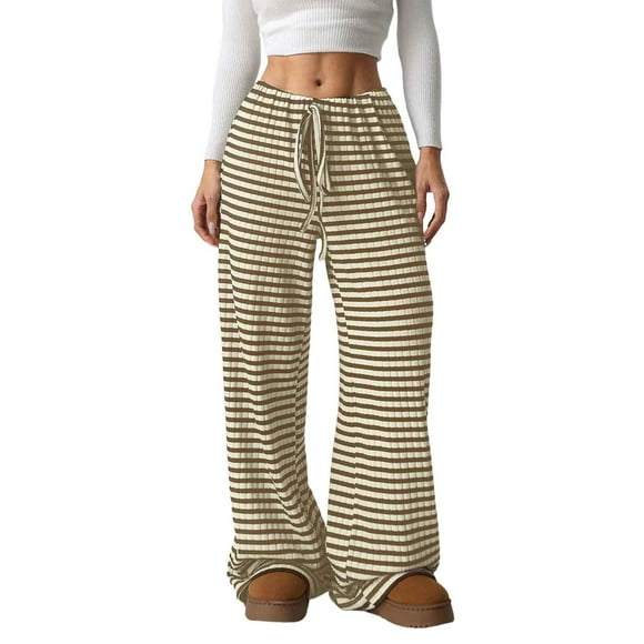 PMUYBHF Yoga Pants with Pockets for Women Plus Size Petite Women'S Autumn and Winter Casual Striped Straight Loose Casual Pants Sweatpants Women Set Petite Pinstripe Pants Women