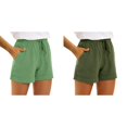 thumbnail image 1 of 2 Pack(Vert 1PCS & Vert Armée 1PCS) Shorts Multipack Décontractés Taille Haute Poches Pantalons de Sport Jambe Droite Ample, 1 of 9