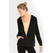 Sofra Womens Zip Up Hoodie Soft Cotton Jacket Sportswear, Black, Size: Small